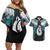 Aotearoa Korowai Motif Couples Matching Off Shoulder Short Dress and Hawaiian Shirt Hei Matau Poutama Maori Pattern