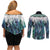 Aotearoa Korowai Motif Couples Matching Off Shoulder Short Dress and Long Sleeve Button Shirt Hei Matau Poutama Maori Pattern