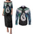Aotearoa Korowai Motif Couples Matching Puletasi and Long Sleeve Button Shirt Hei Matau Poutama Maori Pattern