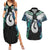 Aotearoa Korowai Motif Couples Matching Summer Maxi Dress and Hawaiian Shirt Hei Matau Poutama Maori Pattern