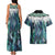 Aotearoa Korowai Motif Couples Matching Tank Maxi Dress and Hawaiian Shirt Hei Matau Poutama Maori Pattern