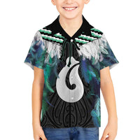 Aotearoa Korowai Motif Family Matching Long Sleeve Bodycon Dress and Hawaiian Shirt Hei Matau Poutama Maori Pattern
