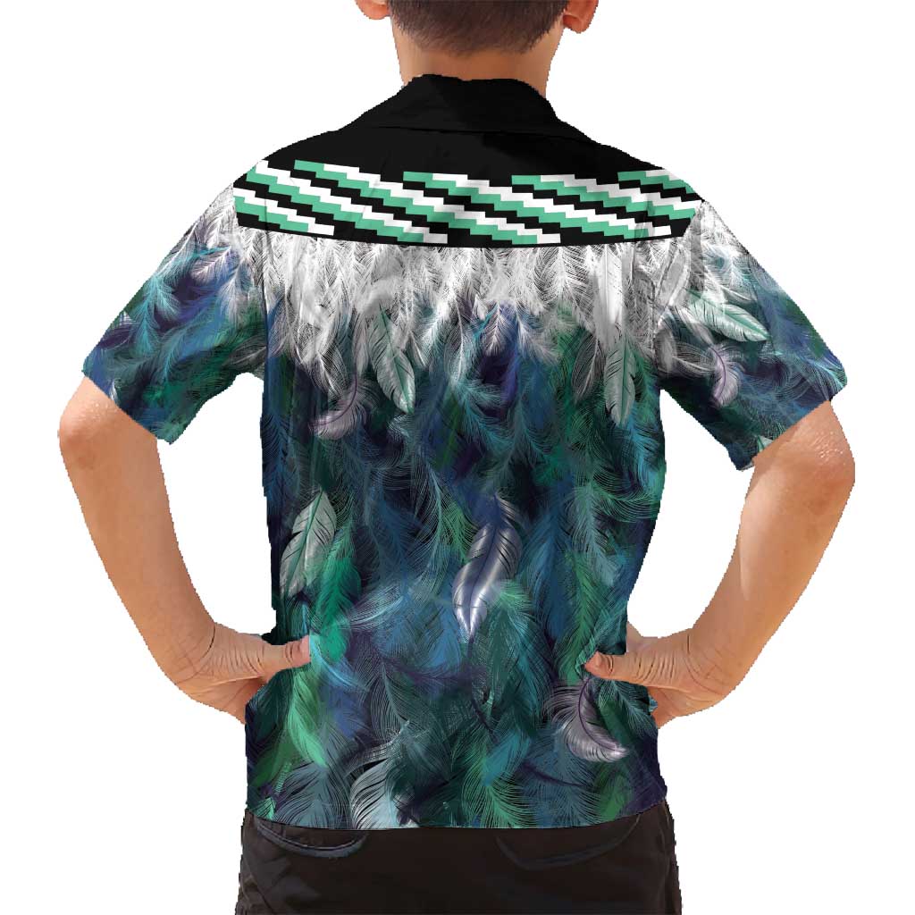 Aotearoa Korowai Motif Family Matching Off Shoulder Maxi Dress and Hawaiian Shirt Hei Matau Poutama Maori Pattern