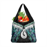 Aotearoa Korowai Motif Grocery Bag Hei Matau Poutama Maori Pattern LT14 1-pack One Size Turquoise - Polynesian Pride