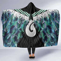 Aotearoa Korowai Motif Hooded Blanket Hei Matau Poutama Maori Pattern LT14 One Size Turquoise - Polynesian Pride
