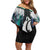 Aotearoa Korowai Motif Off Shoulder Short Dress Hei Matau Poutama Maori Pattern