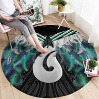 Aotearoa Korowai Motif Round Carpet Hei Matau Poutama Maori Pattern