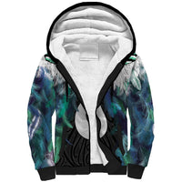 Aotearoa Korowai Motif Sherpa Hoodie Hei Matau Poutama Maori Pattern LT14 Unisex Turquoise - Polynesian Pride
