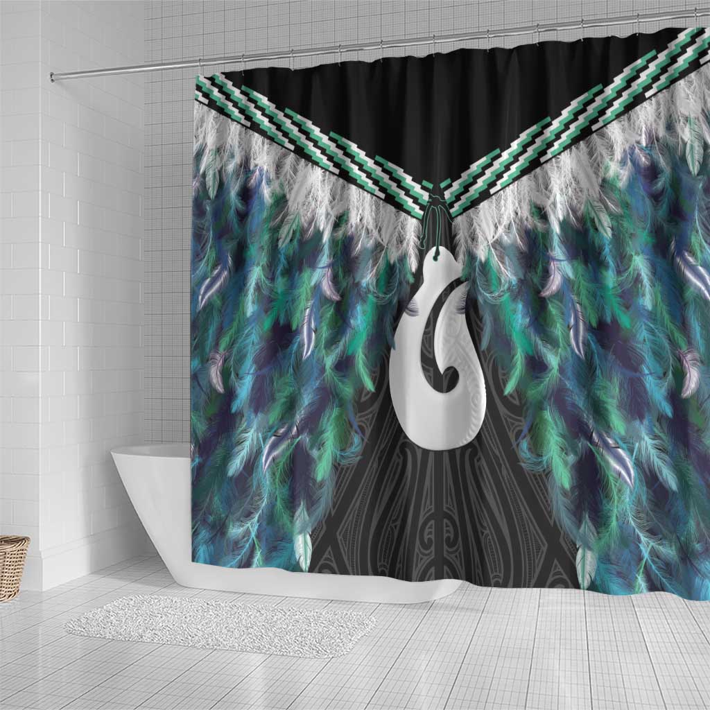 Aotearoa Korowai Motif Shower Curtain Hei Matau Poutama Maori Pattern