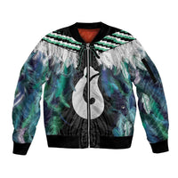 Aotearoa Korowai Motif Sleeve Zip Bomber Jacket Hei Matau Poutama Maori Pattern
