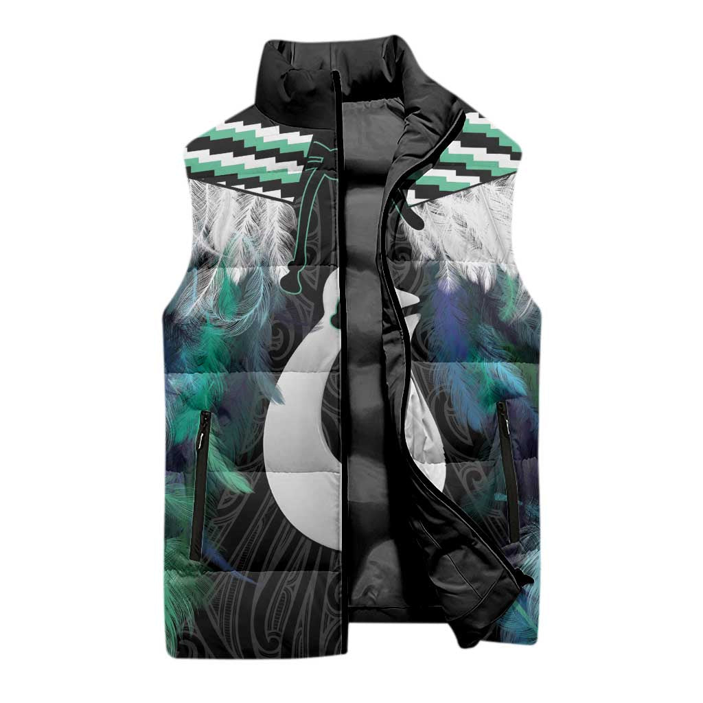 Aotearoa Korowai Motif Sleeveless Puffer Jacket Hei Matau Poutama Maori Pattern LT14 - Polynesian Pride