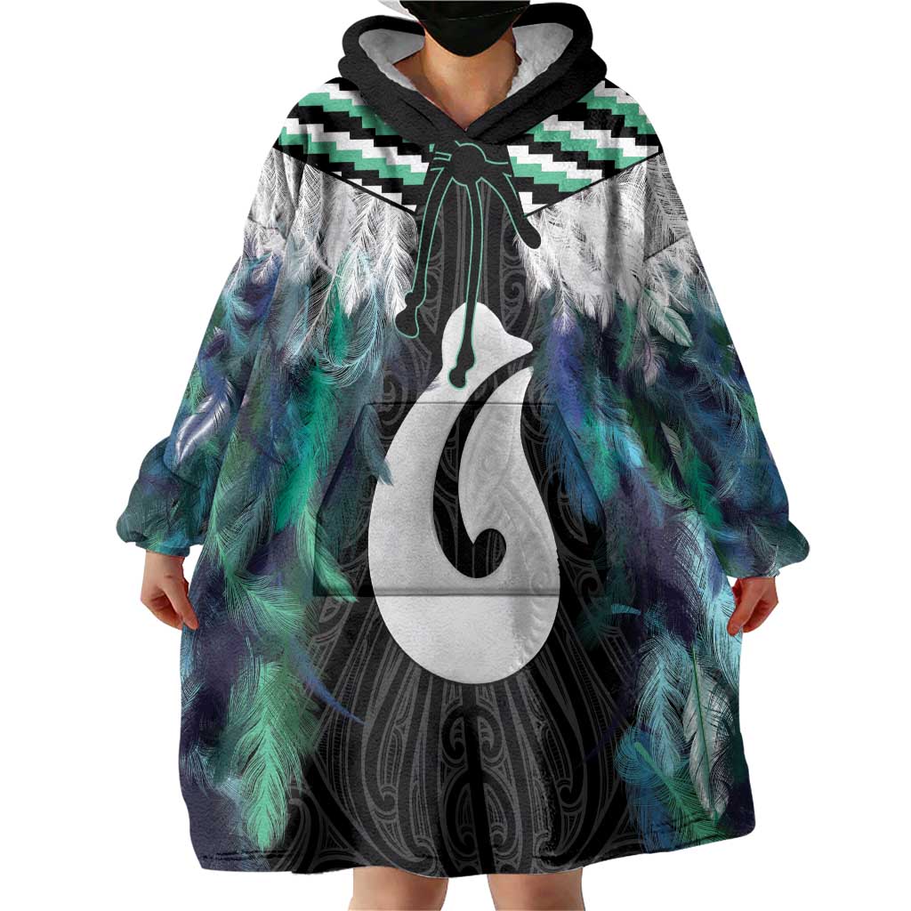 Aotearoa Korowai Motif Wearable Blanket Hoodie Hei Matau Poutama Maori Pattern LT14 - Polynesian Pride