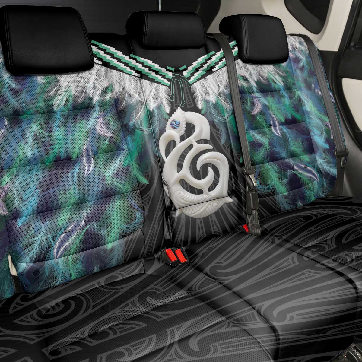 Aotearoa Korowai Motif Back Car Seat Cover Hei Manaia Poutama Maori Pattern