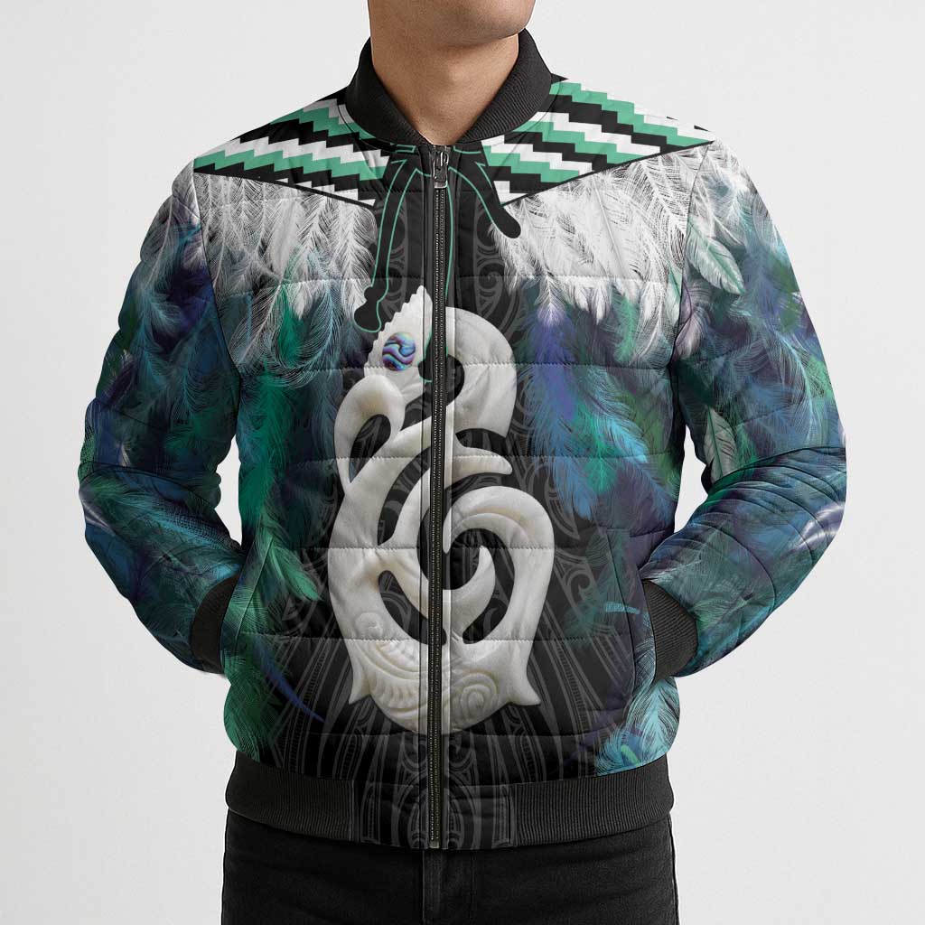 Aotearoa Korowai Motif Bomber Puffer Jacket Hei Manaia Poutama Maori Pattern LT14 - Polynesian Pride