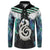 Aotearoa Korowai Motif Button Sweatshirt Hei Manaia Poutama Maori Pattern