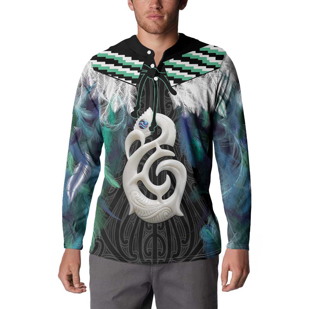 Aotearoa Korowai Motif Button Sweatshirt Hei Manaia Poutama Maori Pattern LT14 - Polynesian Pride