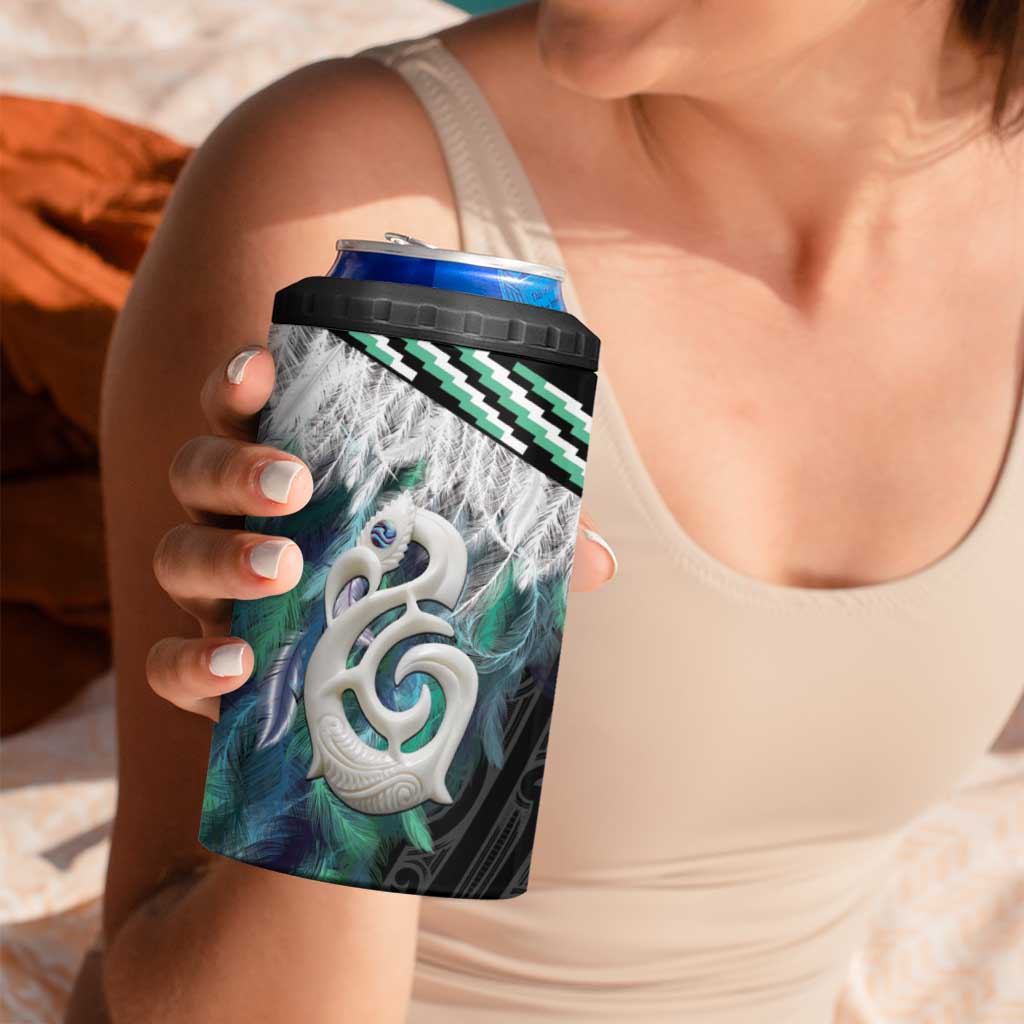 Aotearoa Korowai Motif 4 in 1 Can Cooler Tumbler Hei Manaia Poutama Maori Pattern
