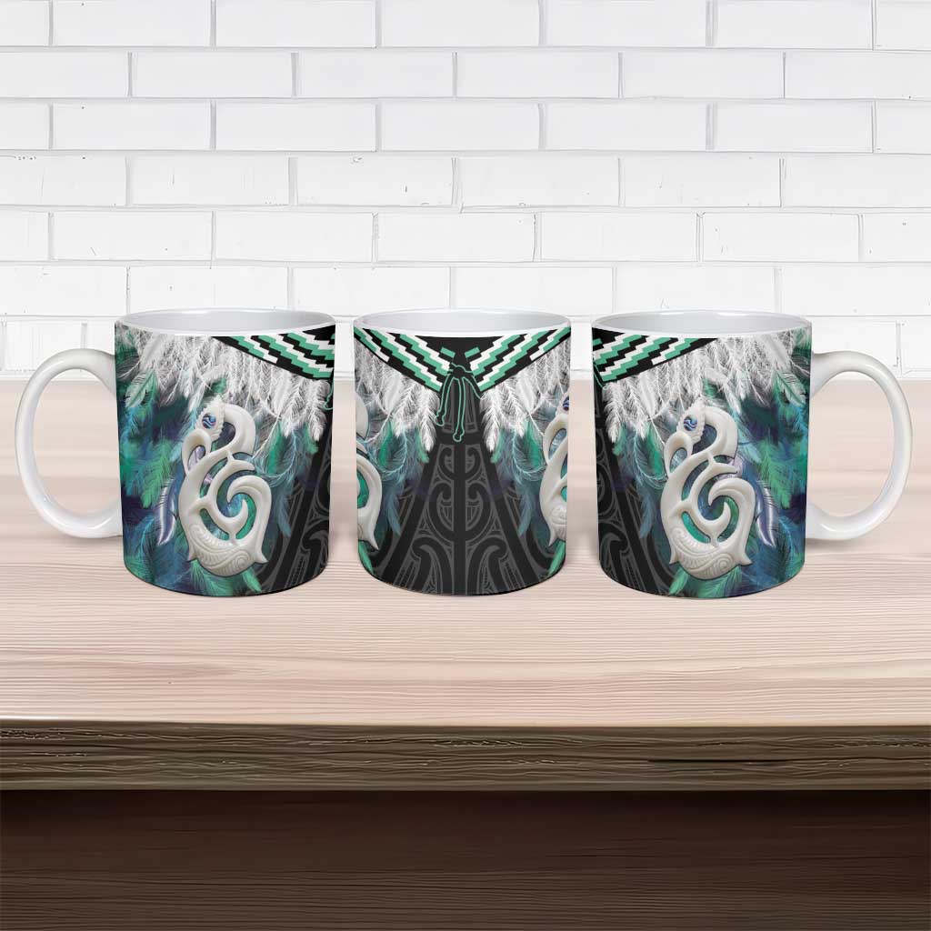 Aotearoa Korowai Motif Ceramic Mug Hei Manaia Poutama Maori Pattern - Polynesian Pride