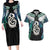 Aotearoa Korowai Motif Couples Matching Long Sleeve Bodycon Dress and Hawaiian Shirt Hei Manaia Poutama Maori Pattern