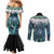 Aotearoa Korowai Motif Couples Matching Mermaid Dress and Long Sleeve Button Shirt Hei Manaia Poutama Maori Pattern