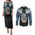 Aotearoa Korowai Motif Couples Matching Puletasi and Long Sleeve Button Shirt Hei Manaia Poutama Maori Pattern