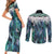 Aotearoa Korowai Motif Couples Matching Short Sleeve Bodycon Dress and Long Sleeve Button Shirt Hei Manaia Poutama Maori Pattern