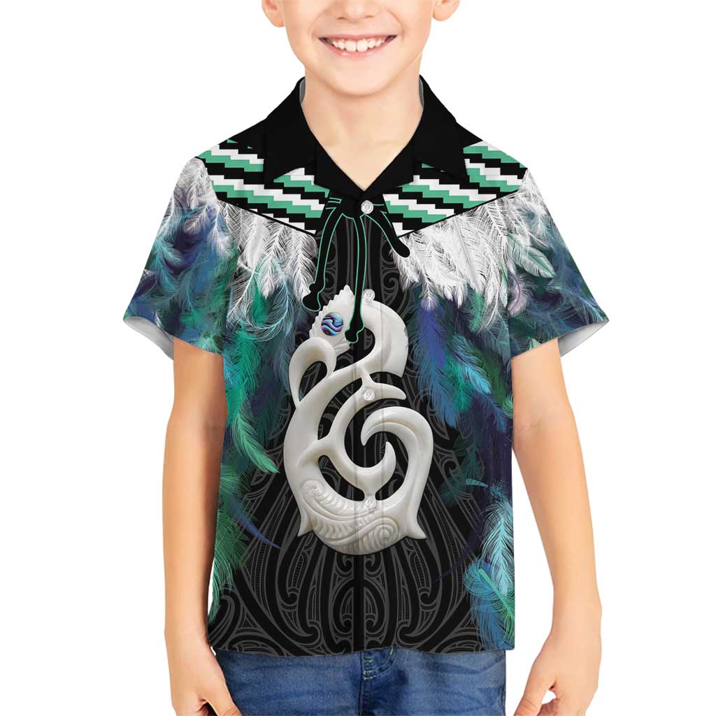 Aotearoa Korowai Motif Family Matching Off Shoulder Short Dress and Hawaiian Shirt Hei Manaia Poutama Maori Pattern