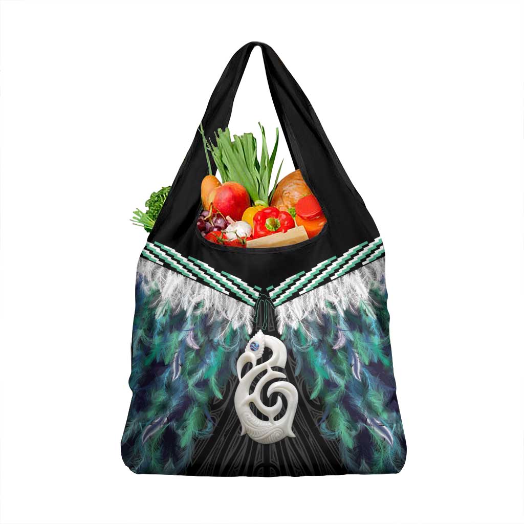 Aotearoa Korowai Motif Grocery Bag Hei Manaia Poutama Maori Pattern LT14 1-pack One Size Turquoise - Polynesian Pride