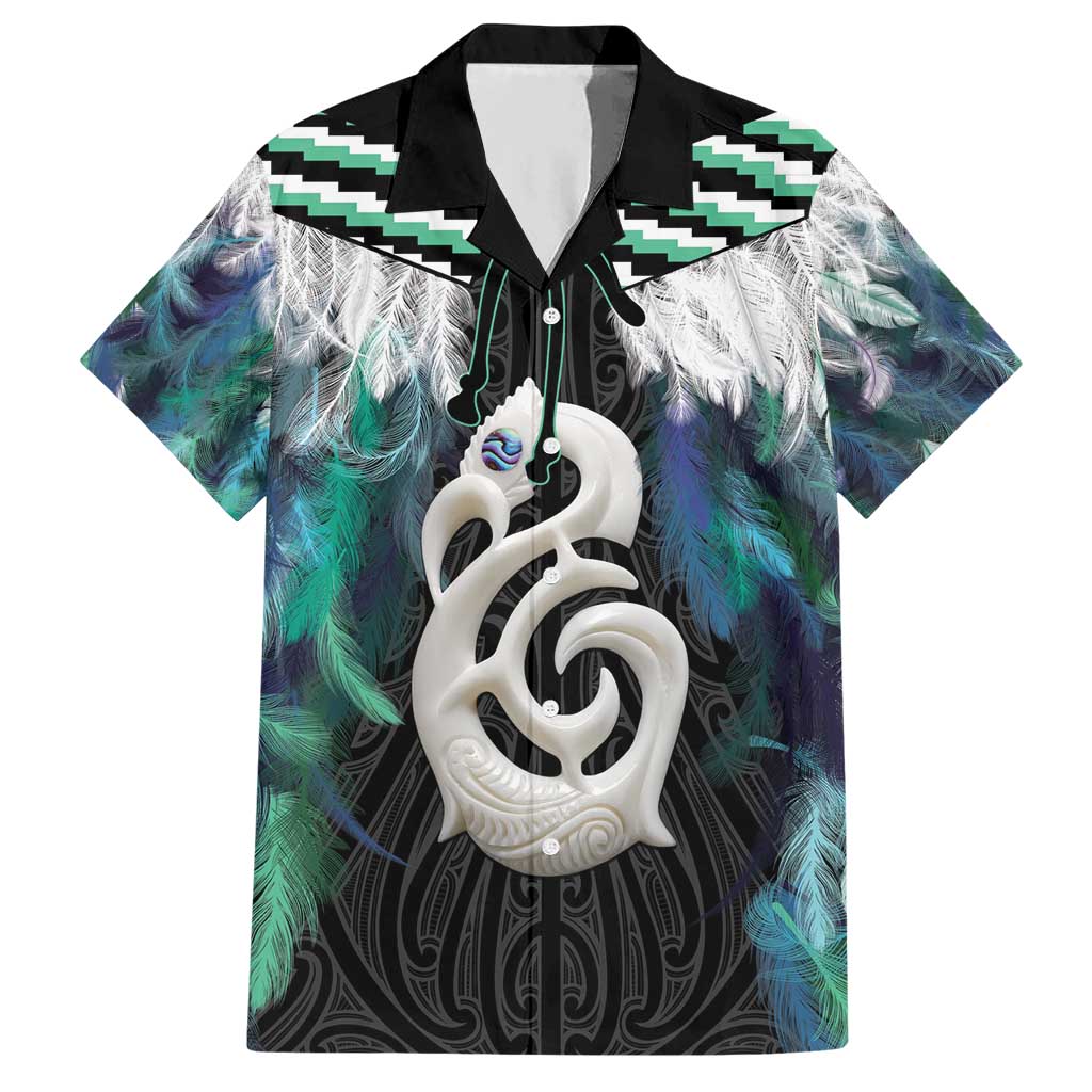 Aotearoa Korowai Motif Hawaiian Shirt Hei Manaia Poutama Maori Pattern LT14 Turquoise - Polynesian Pride