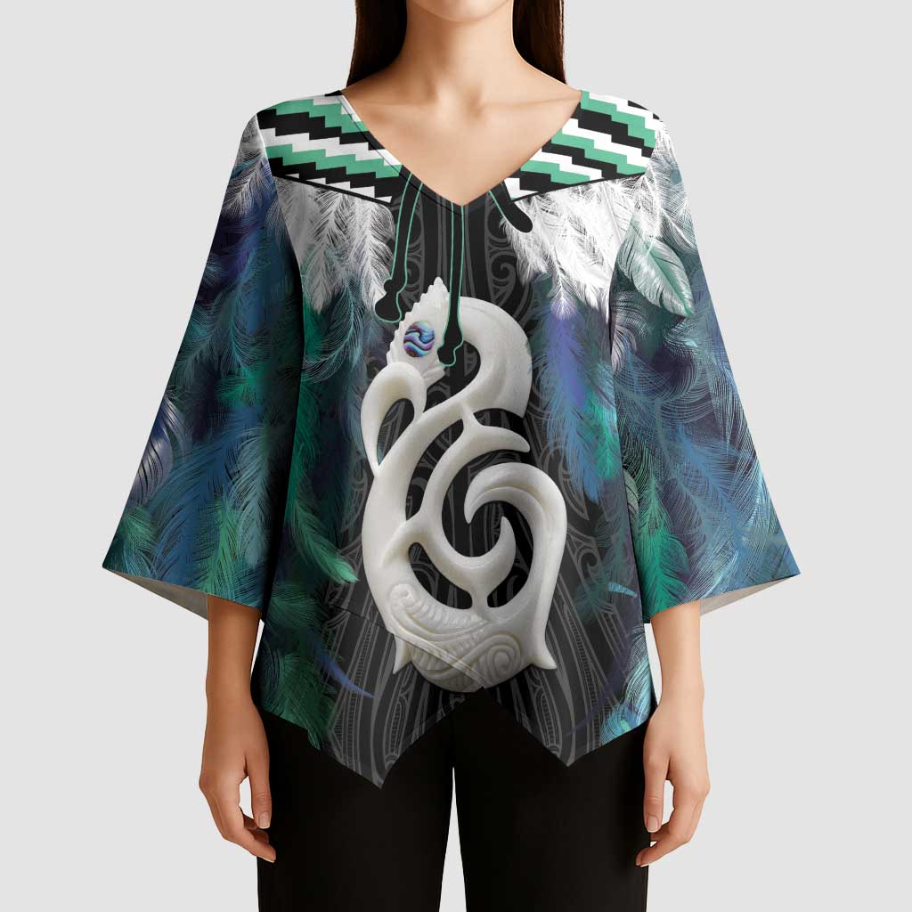 Aotearoa Korowai Motif Kimono Sleeve Blouse Hei Manaia Poutama Maori Pattern LT14 - Polynesian Pride