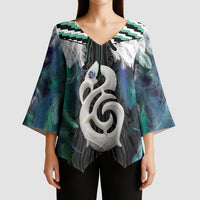 Aotearoa Korowai Motif Kimono Sleeve Blouse Hei Manaia Poutama Maori Pattern LT14 - Polynesian Pride