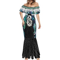 Aotearoa Korowai Motif Mermaid Dress Hei Manaia Poutama Maori Pattern