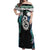 Aotearoa Korowai Motif Off Shoulder Maxi Dress Hei Manaia Poutama Maori Pattern