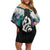 Aotearoa Korowai Motif Off Shoulder Short Dress Hei Manaia Poutama Maori Pattern