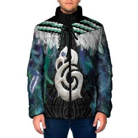 Aotearoa Korowai Motif Padded Jacket Hei Manaia Poutama Maori Pattern LT14 Men Turquoise - Polynesian Pride