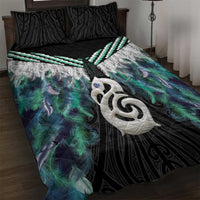 Aotearoa Korowai Motif Quilt Bed Set Hei Manaia Poutama Maori Pattern LT14 Turquoise - Polynesian Pride