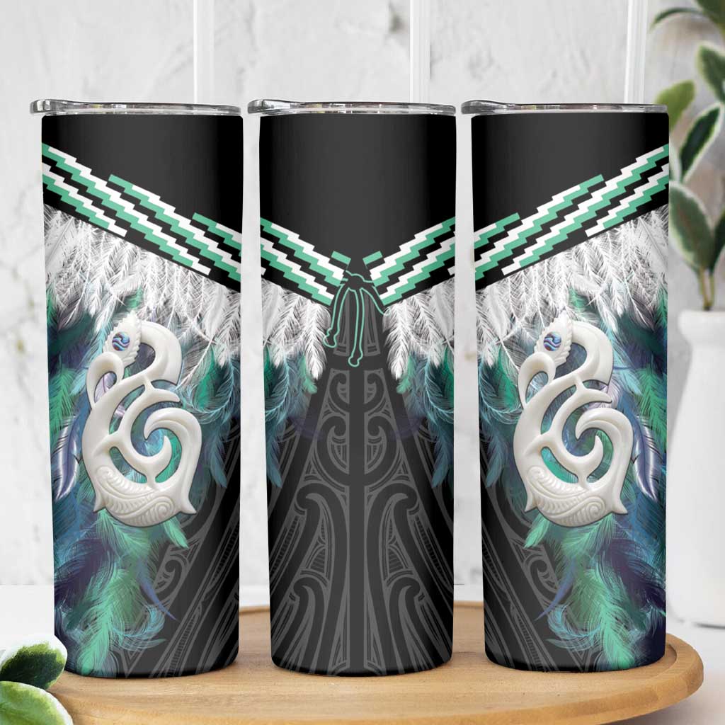 Aotearoa Korowai Motif Skinny Tumbler Hei Manaia Poutama Maori Pattern