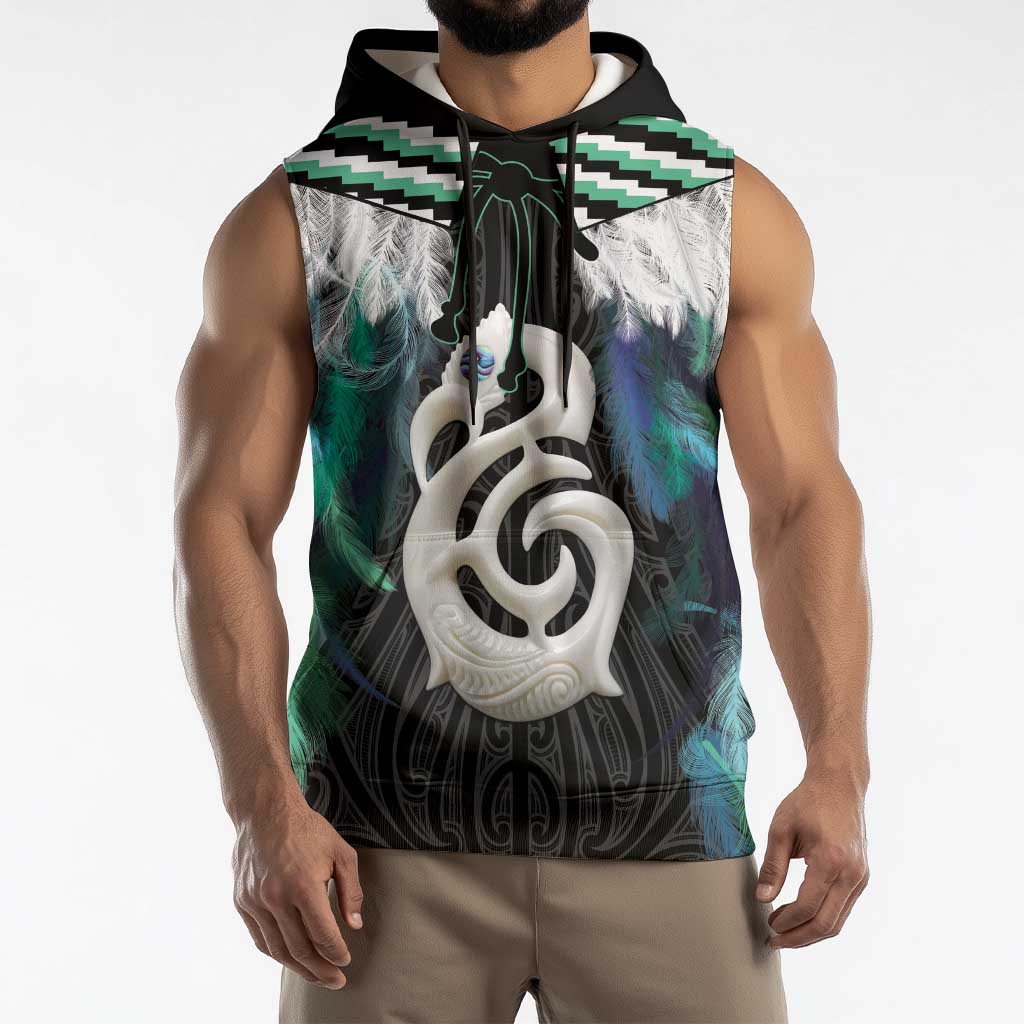 Aotearoa Korowai Motif Sleeveless Hoodie Hei Manaia Poutama Maori Pattern LT14 - Polynesian Pride