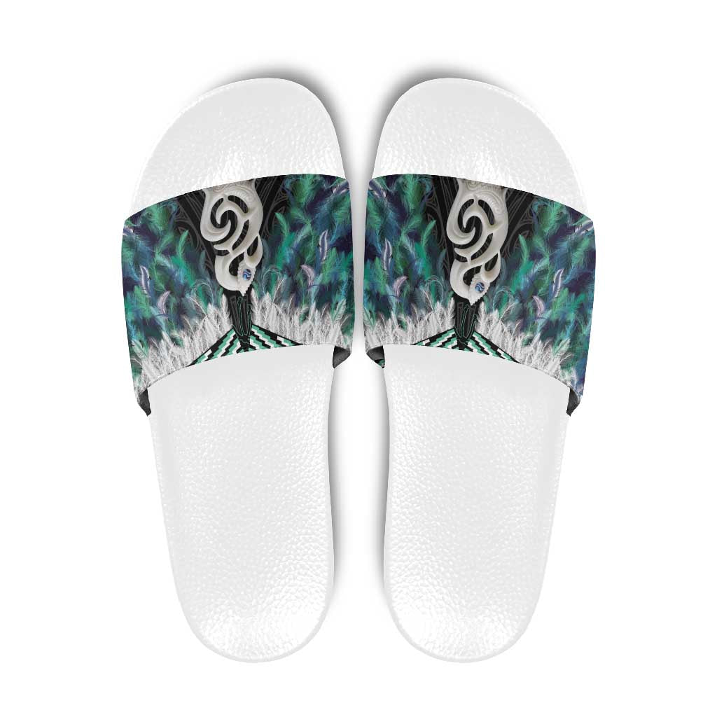 Aotearoa Korowai Motif Slide Sandals Hei Manaia Poutama Maori Pattern - Polynesian Pride