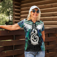 Aotearoa Korowai Motif Women Polo Shirt Hei Manaia Poutama Maori Pattern