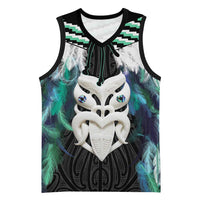 Aotearoa Korowai Motif Basketball Jersey Maori Wheku Poutama LT14 Unisex Turquoise - Polynesian Pride