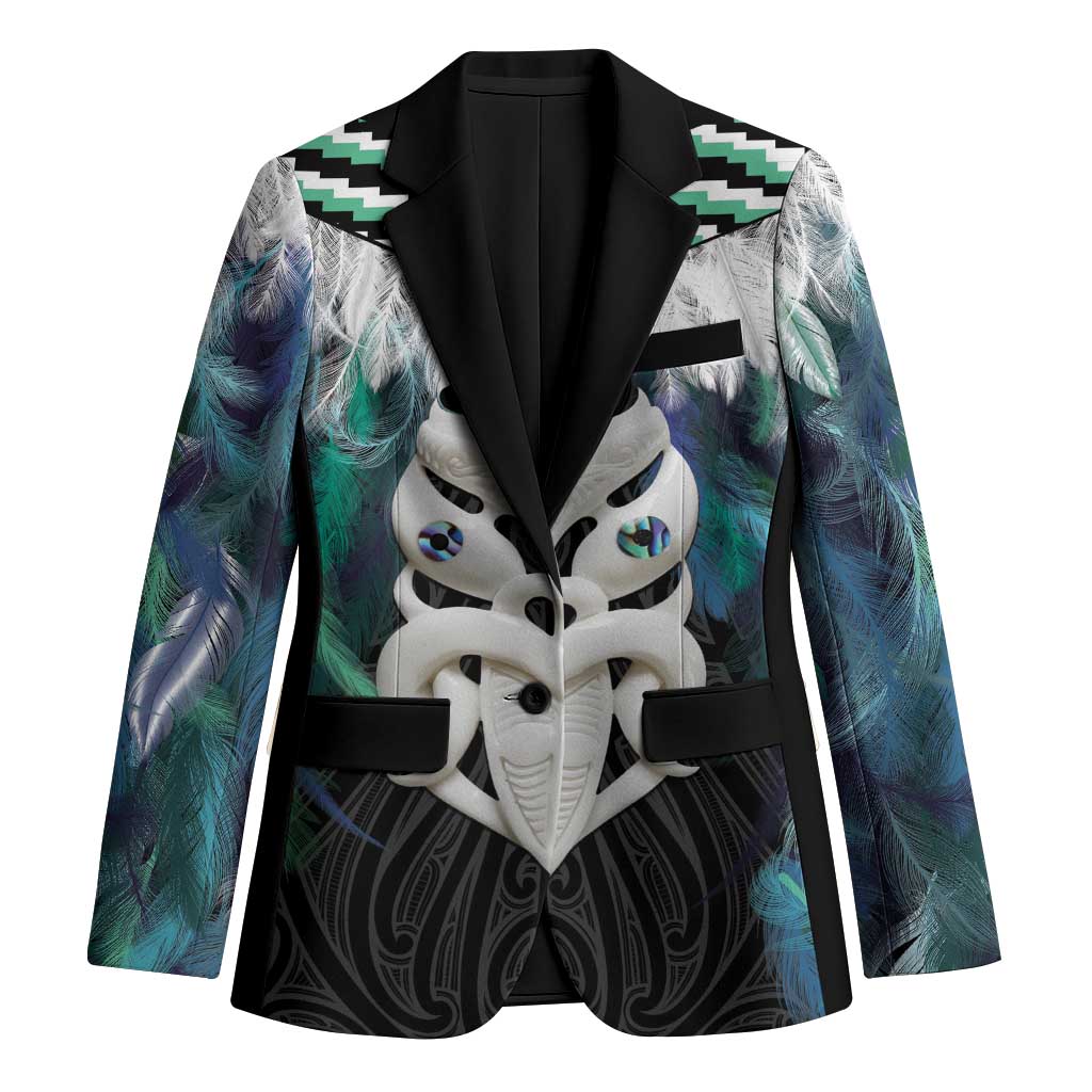 Aotearoa Korowai Motif Blazer Maori Wheku Poutama LT14 Unisex Turquoise - Polynesian Pride