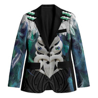 Aotearoa Korowai Motif Blazer Maori Wheku Poutama LT14 Unisex Turquoise - Polynesian Pride