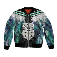 Aotearoa Korowai Motif Bomber Jacket Maori Wheku Poutama