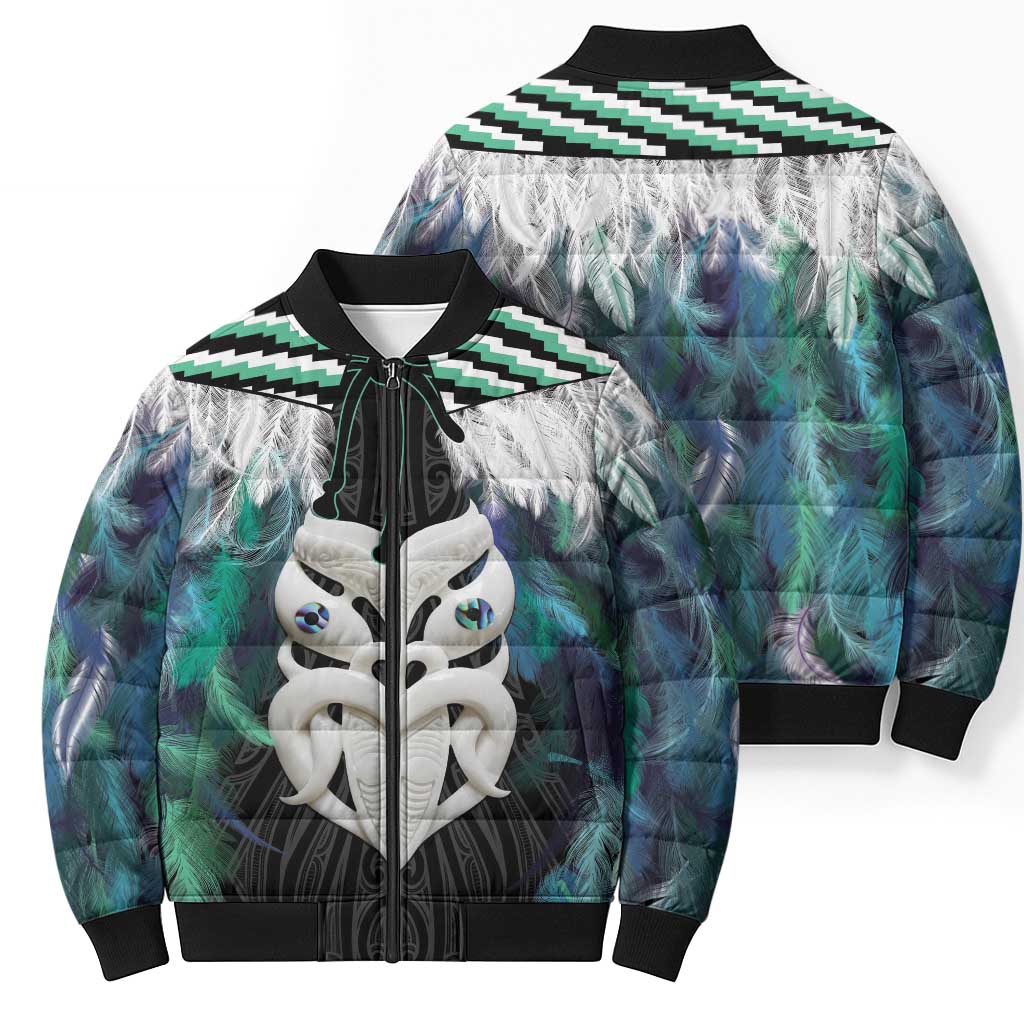 Aotearoa Korowai Motif Bomber Puffer Jacket Maori Wheku Poutama LT14 - Polynesian Pride