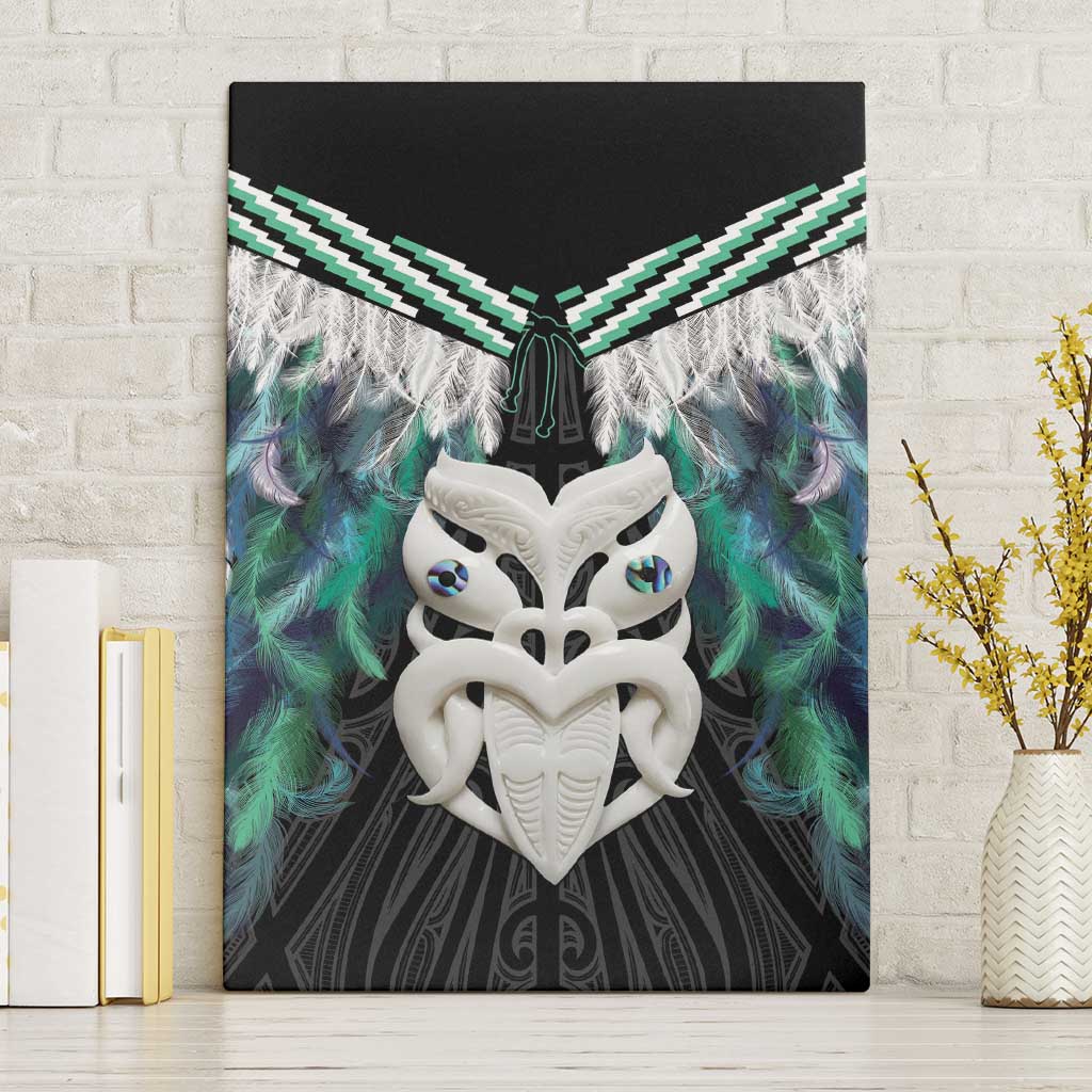 Aotearoa Korowai Motif Canvas Wall Art Maori Wheku Poutama LT14 Without Frame Turquoise - Polynesian Pride