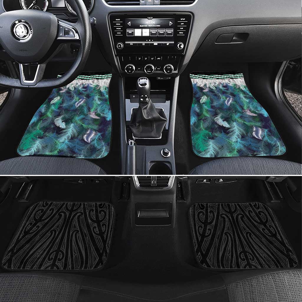 Aotearoa Korowai Motif Car Mats Maori Wheku Poutama LT14 Set 4pcs Turquoise - Polynesian Pride