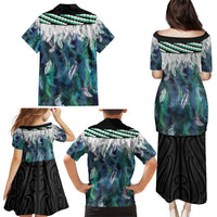 Aotearoa Korowai Motif Family Matching Puletasi and Hawaiian Shirt Maori Wheku Poutama