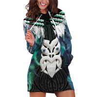 Aotearoa Korowai Motif Hoodie Dress Maori Wheku Poutama
