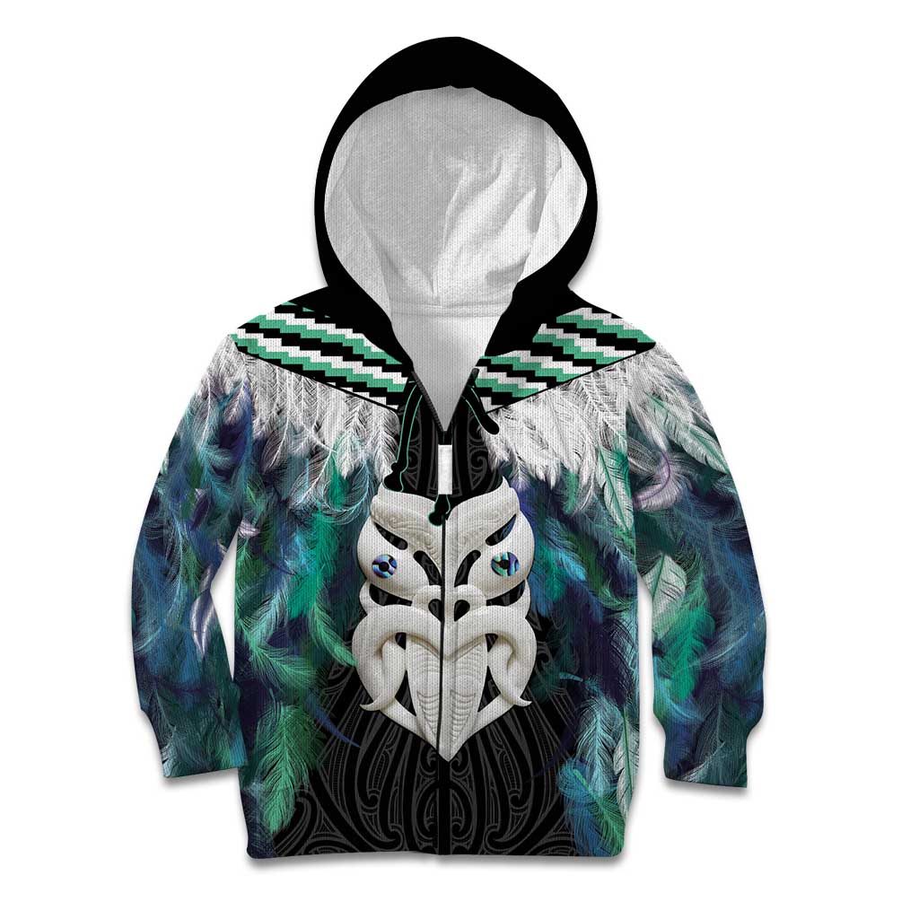 Aotearoa Korowai Motif Kid Hoodie Maori Wheku Poutama